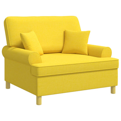 Armchair with Cushions Light Yellow Fabric