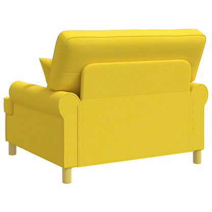 Armchair with Cushions Light Yellow Fabric