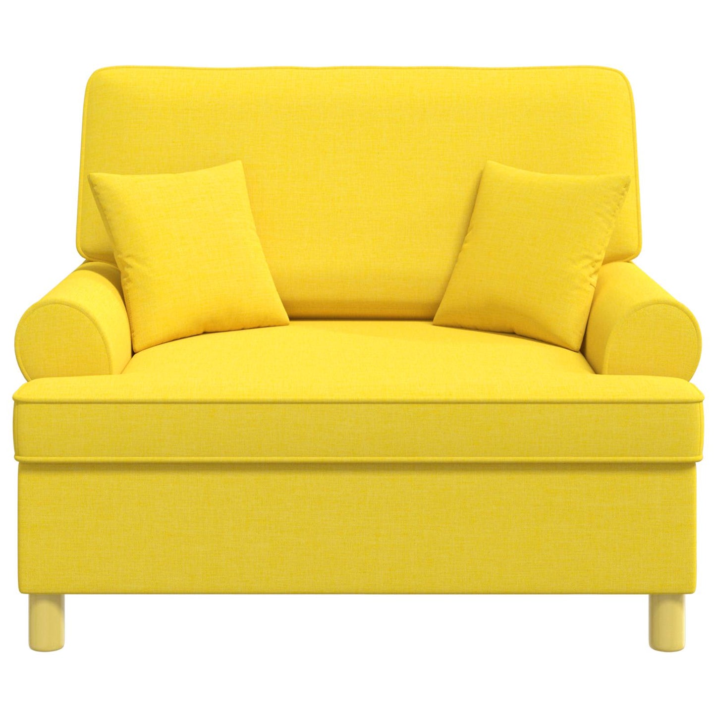 Armchair with Cushions Light Yellow Fabric