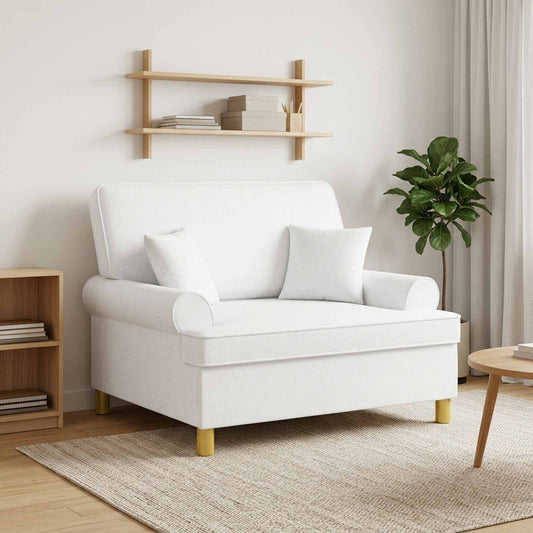 XXL Armchair with Cushions White Fabric