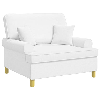XXL Armchair with Cushions White Fabric
