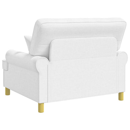 XXL Armchair with Cushions White Fabric