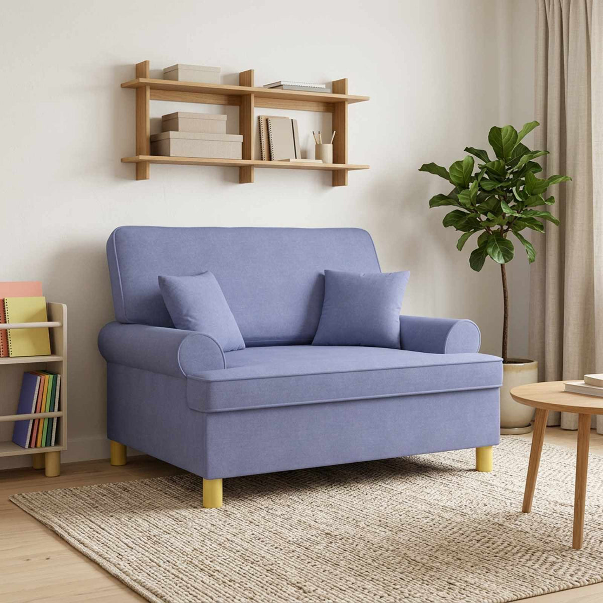 XXL Armchair with Cushions Jeans Blue Fabric