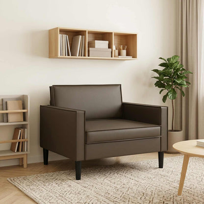 XL Armchair Brown Faux Leather