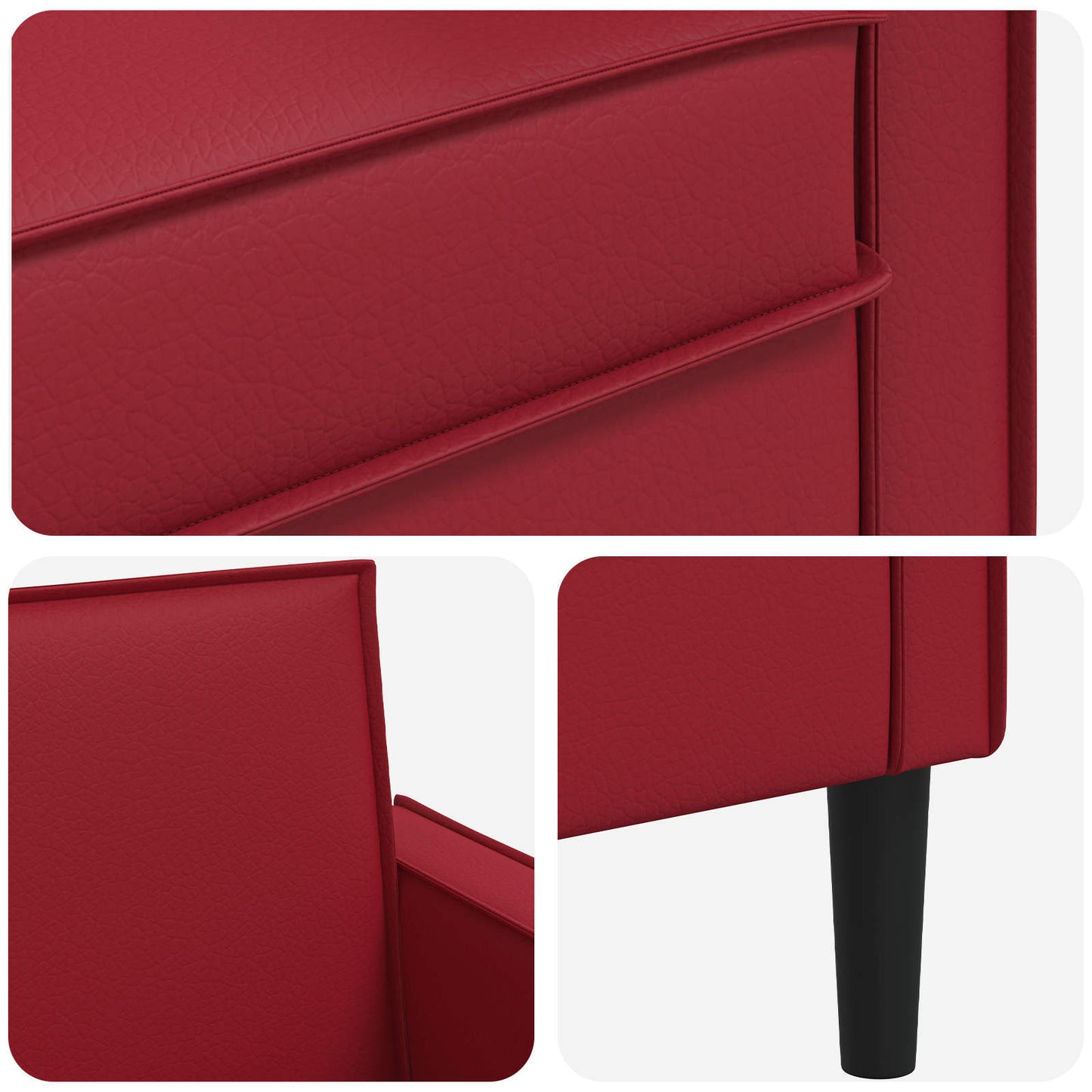XL Armchair Burgundy Faux Leather