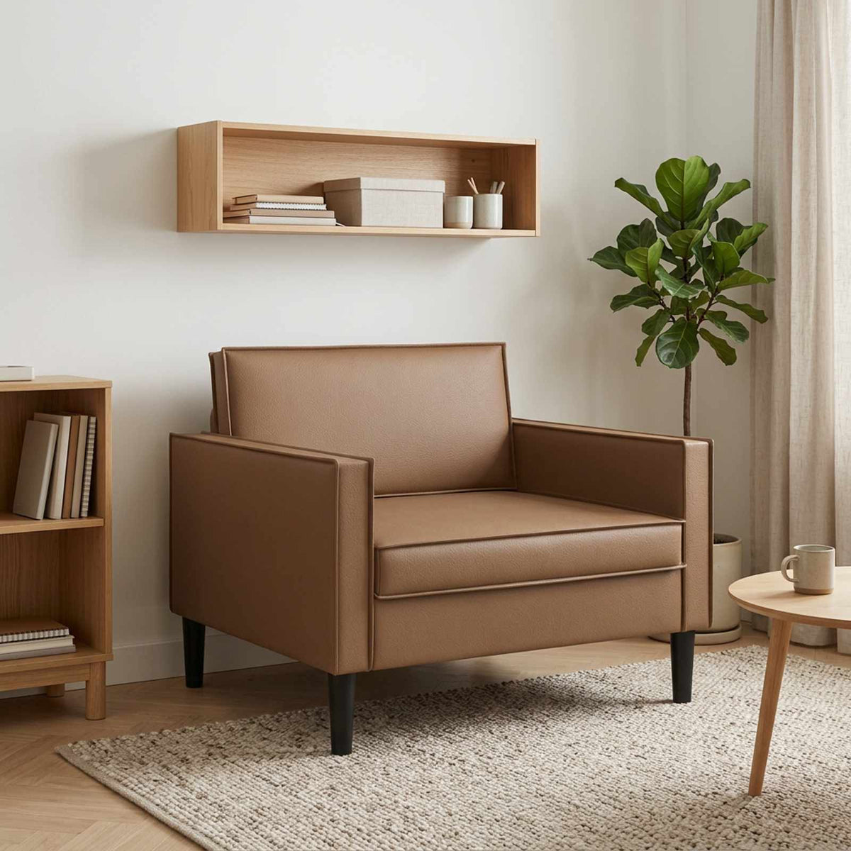 XL Armchair Cappuccino Faux Leather