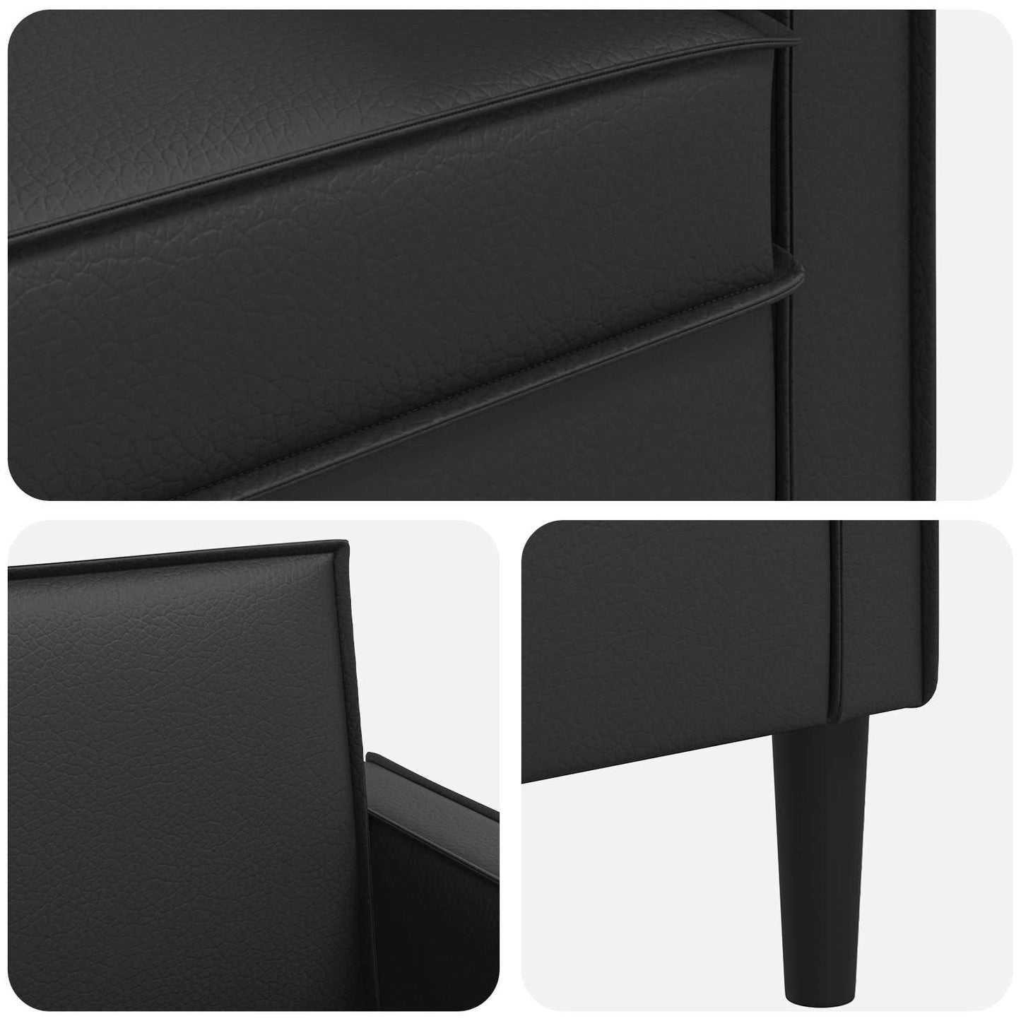XL Armchair Black Faux Leather