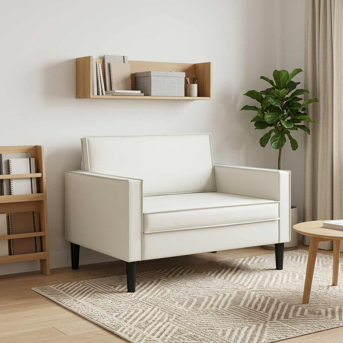 XL Armchair White Faux Leather