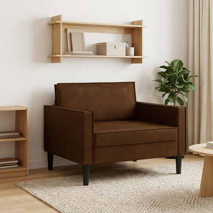 XL Armchair Brown Faux Suede Leather