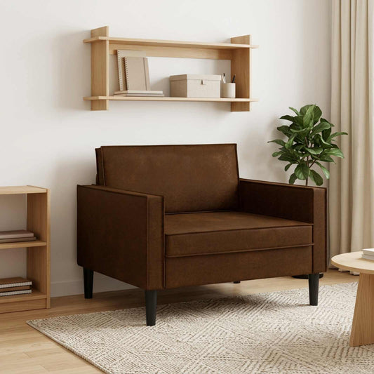 XL Armchair Brown Faux Suede Leather
