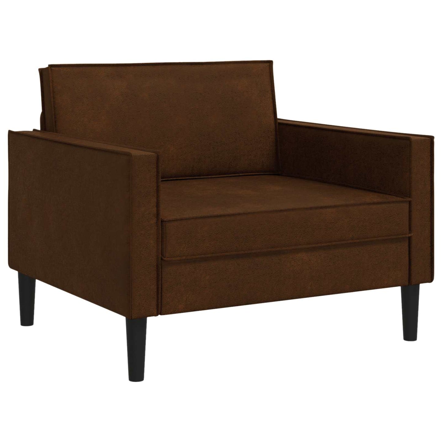 XL Armchair Brown Faux Suede Leather
