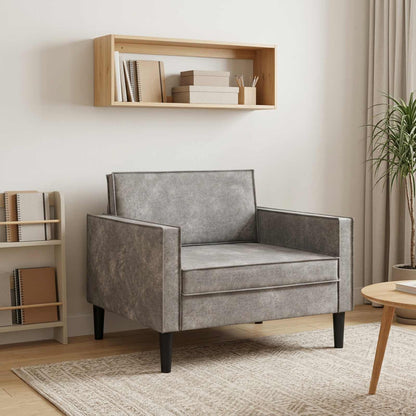 XL Armchair Light Grey Faux Suede Leather