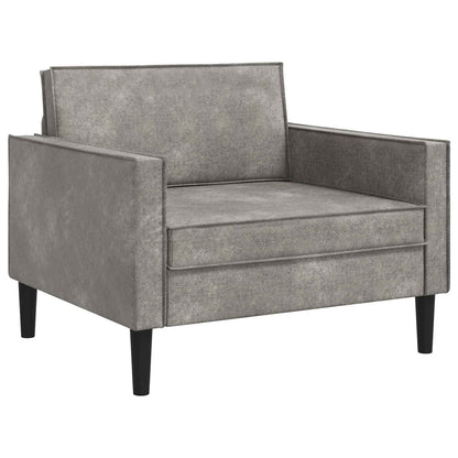 XL Armchair Light Grey Faux Suede Leather