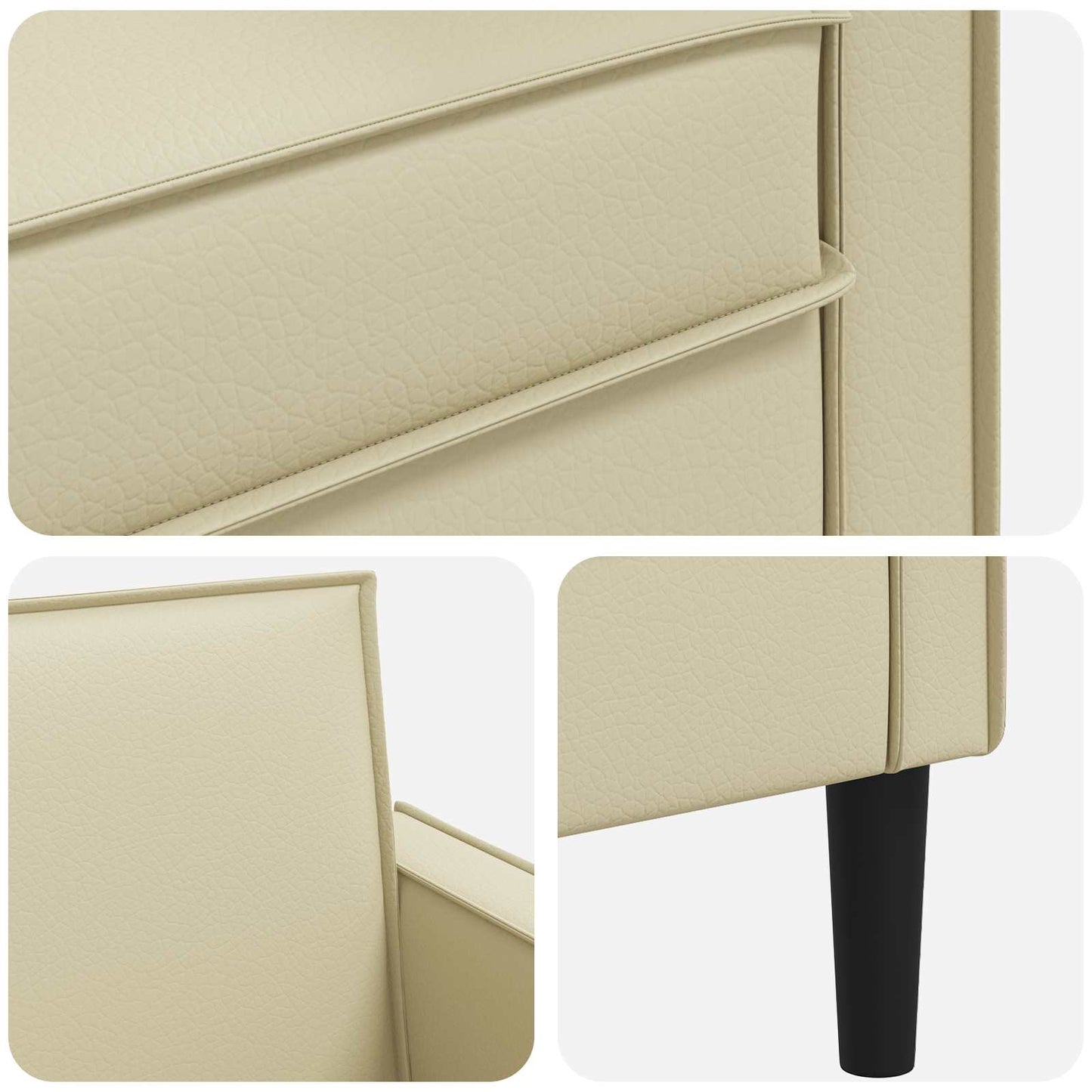XXL Armchair Cream Faux Leather