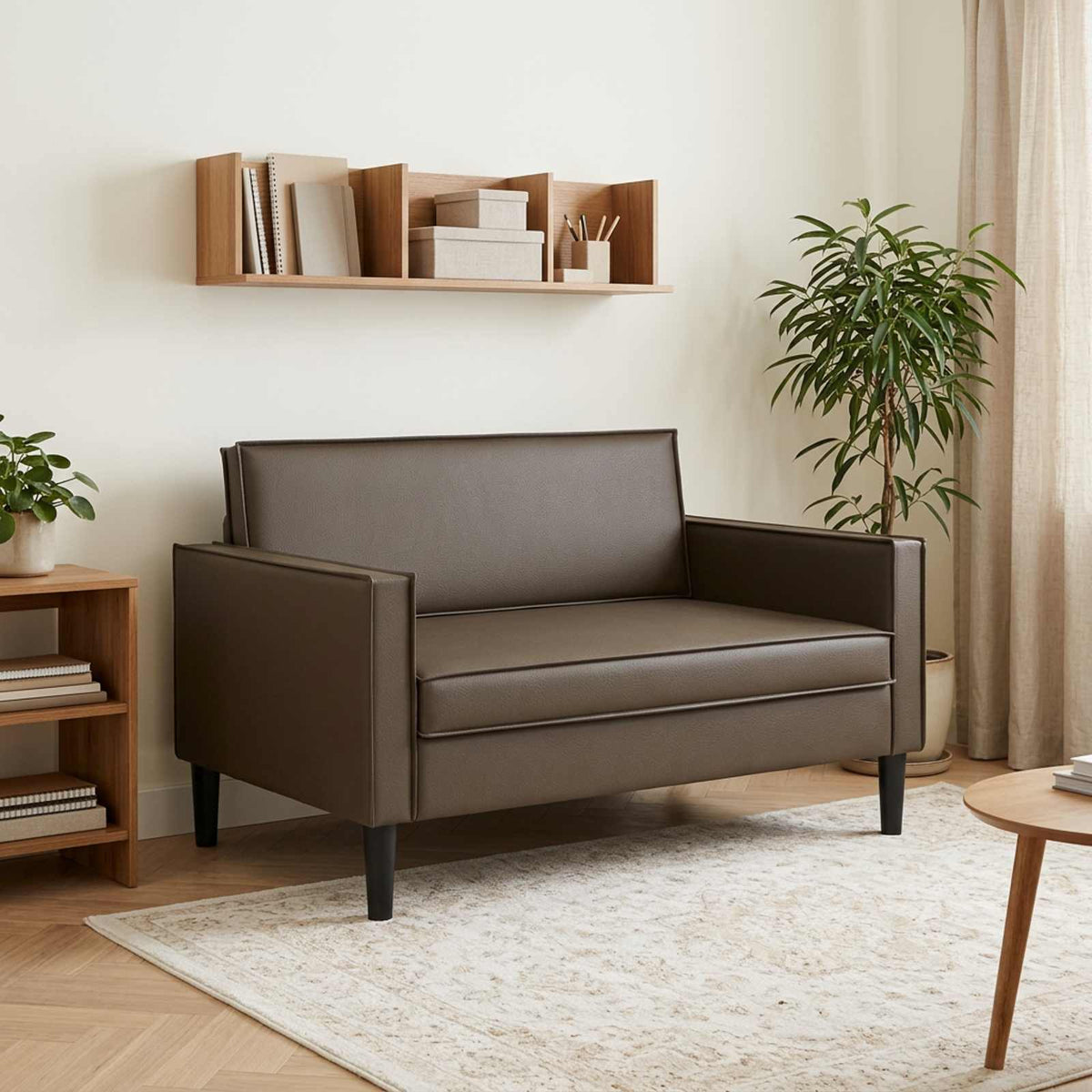 XXL Armchair Brown Faux Leather
