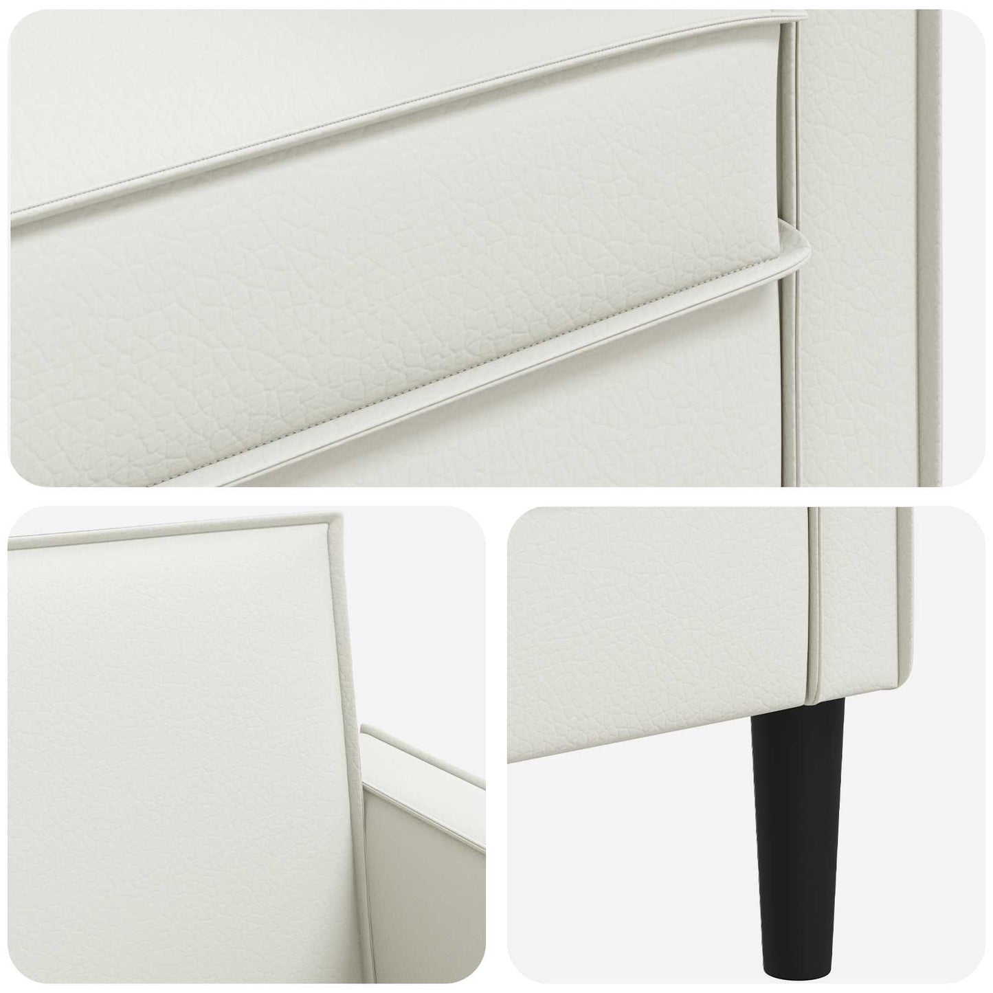 XXL Armchair White Faux Leather