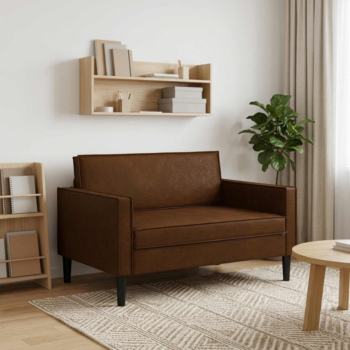 XXL Armchair Brown Faux Suede Leather