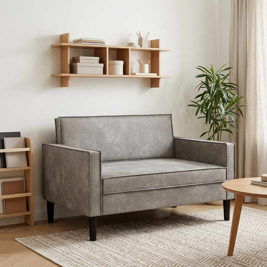 XXL Armchair Light Grey Faux Suede Leather
