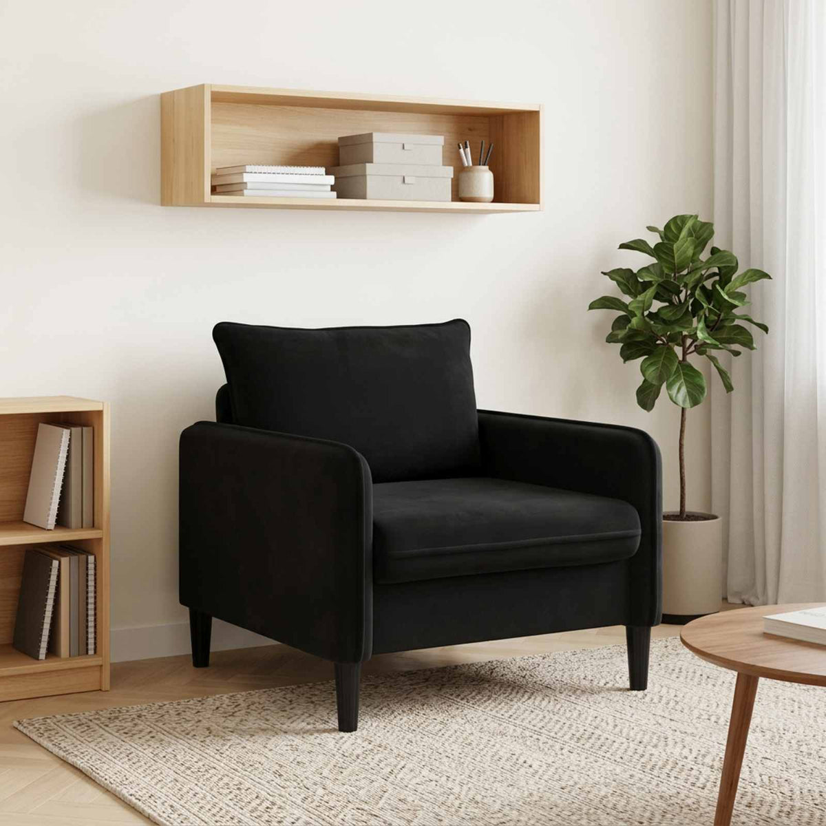XL Armchair Black Velvet