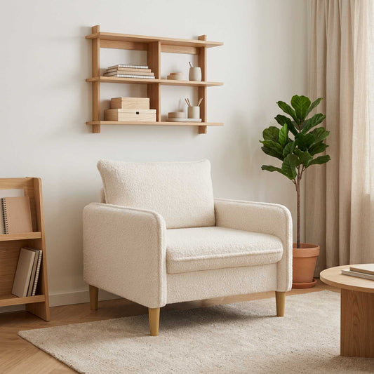 XL Armchair White Bouclé