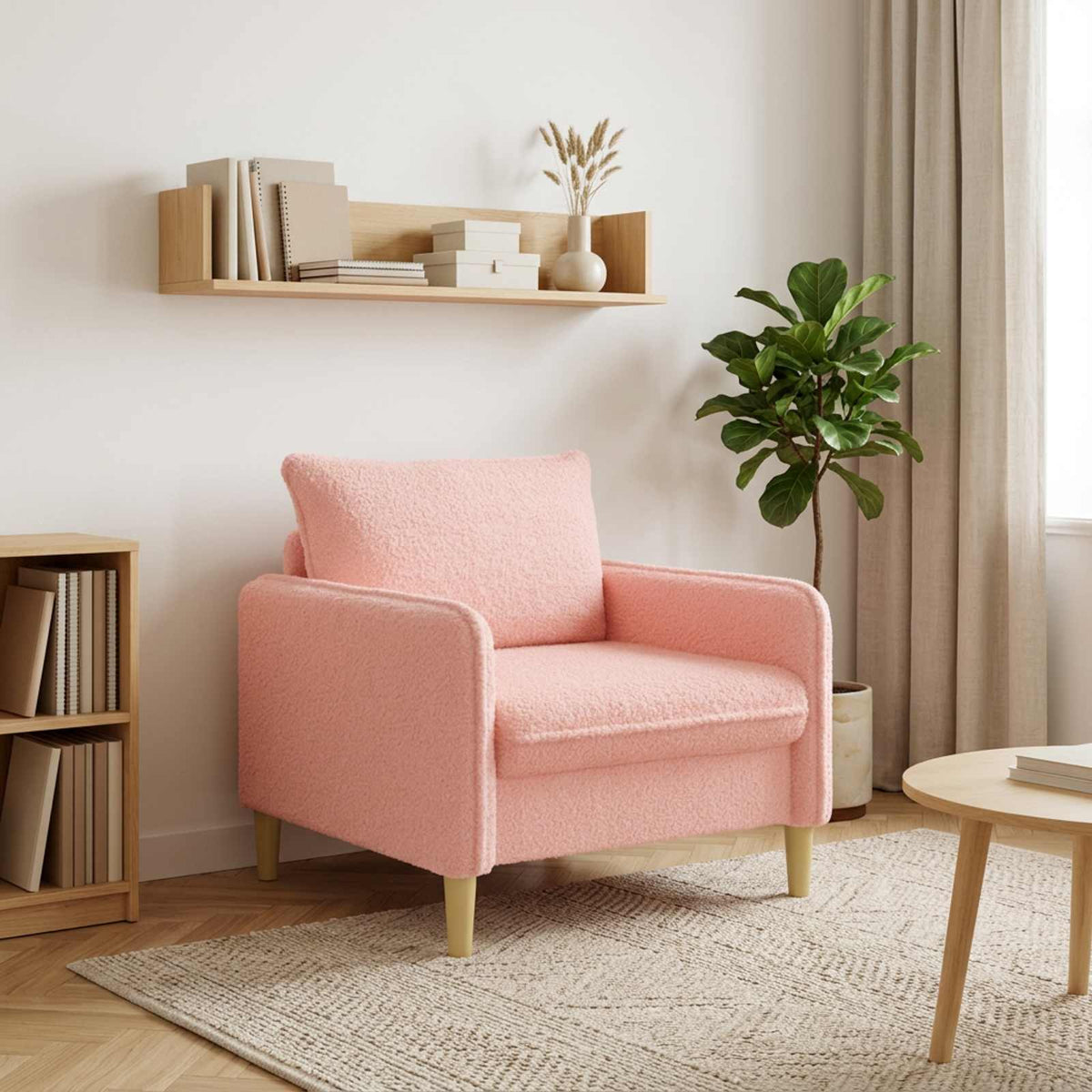 XL Armchair Pink Bouclé