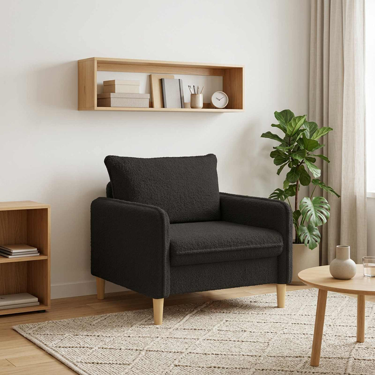 XL Armchair Black Bouclé