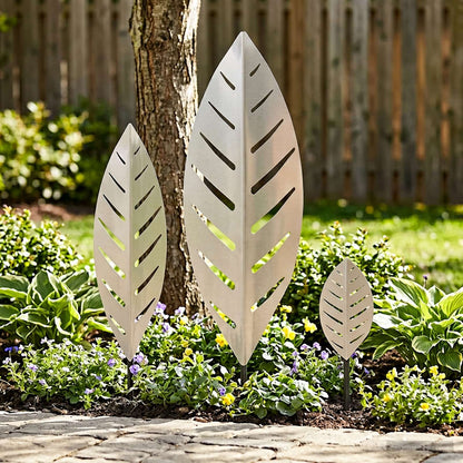 Garden Stake 3 pcs 116.5 x 35 x 3 cm Stainless Steel Silver