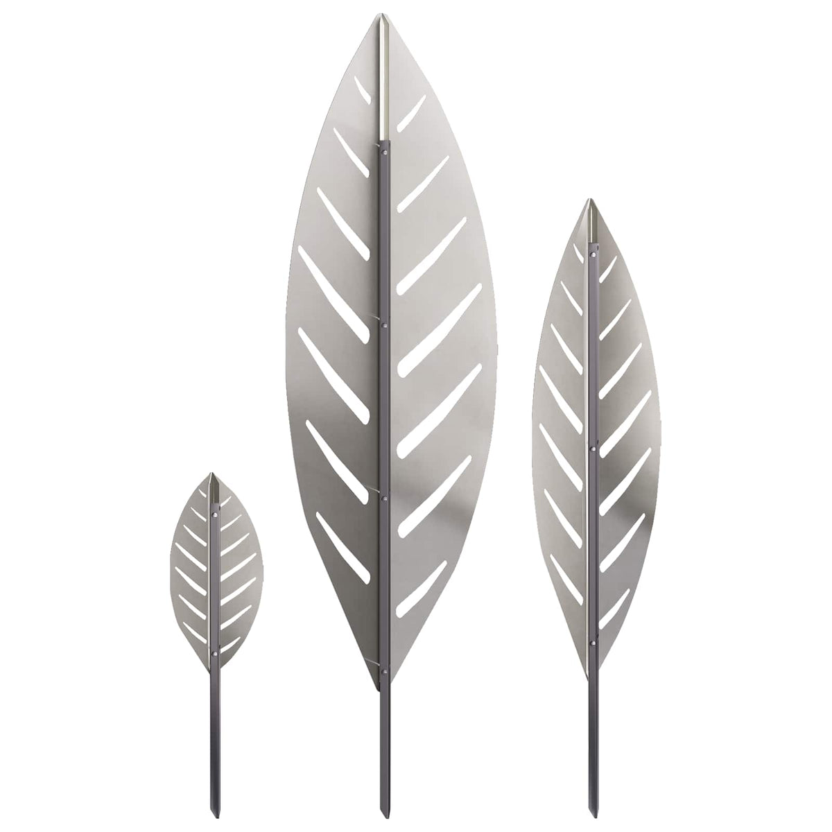 Garden Stake 3 pcs 116.5 x 35 x 3 cm Stainless Steel Silver