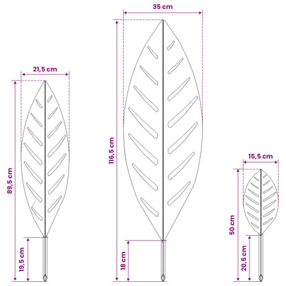 Garden Stake 3 pcs 116.5 x 35 x 3 cm Stainless Steel Silver