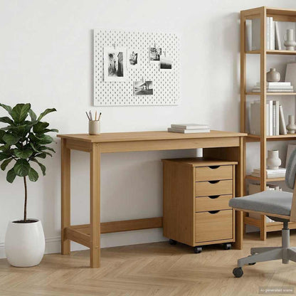 Desk Cabinet Set 2 pcs Honey Brown Solid Pine Wood