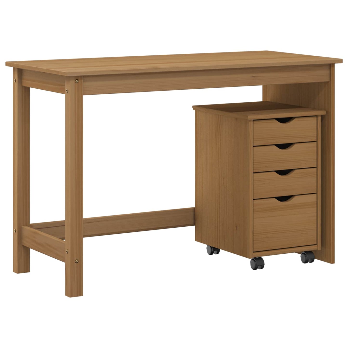 Desk Cabinet Set 2 pcs Honey Brown Solid Pine Wood
