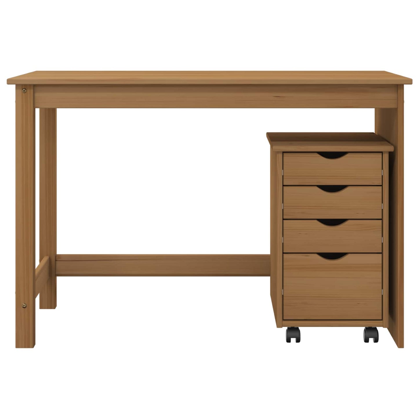 Desk Cabinet Set 2 pcs Honey Brown Solid Pine Wood