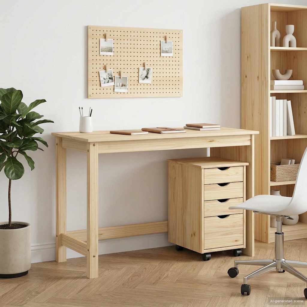 Desk Cabinet Set 2 pcs Brown Solid Pine Wood
