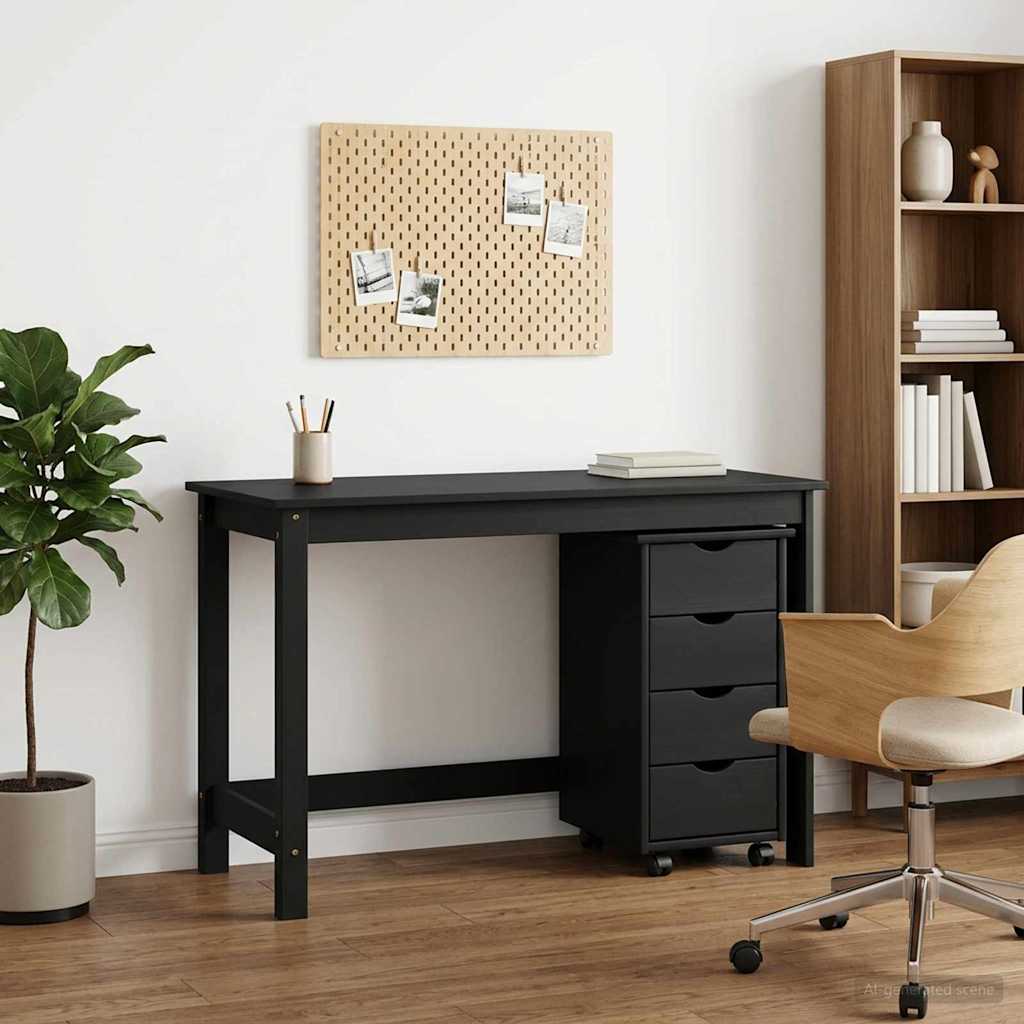 Desk Cabinet Set 2 pcs Grey Solid Pine Wood