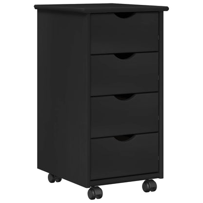 Desk Cabinet Set 2 pcs Black Solid Pine Wood