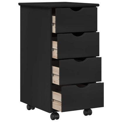 Desk Cabinet Set 2 pcs Black Solid Pine Wood