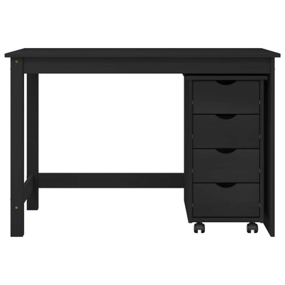 Desk Cabinet Set 2 pcs Black Solid Pine Wood