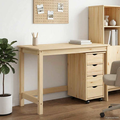 Desk Cabinet Set 2 pcs Brown Solid Pine Wood