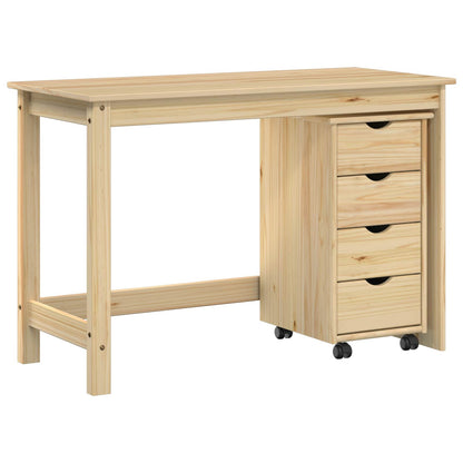 Desk Cabinet Set 2 pcs Brown Solid Pine Wood