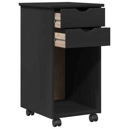 Desk Cabinet Set 2 pcs Black Solid Pine Wood