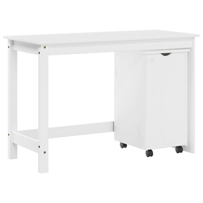 Desk Cabinet Set 2 pcs White Solid Pine Wood