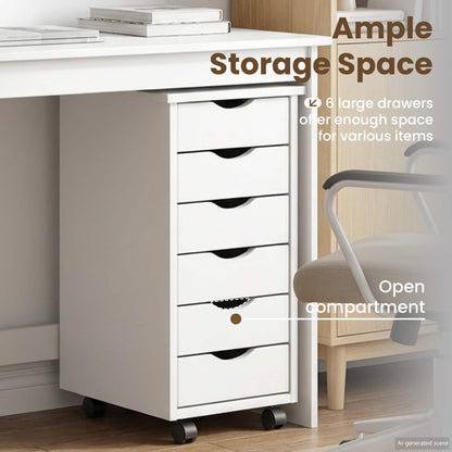 Desk and Rolling Cabinet Set MOSS 2 pcs White