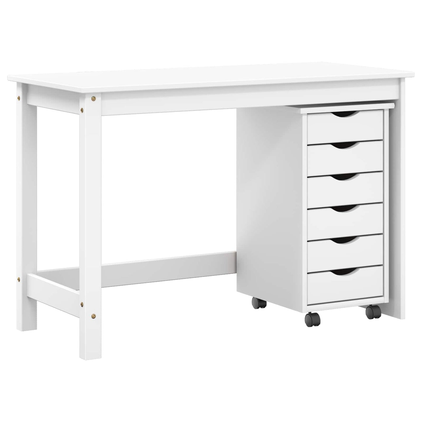 Desk and Rolling Cabinet Set MOSS 2 pcs White