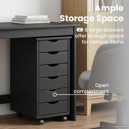 Desk and Rolling Cabinet Set MOSS 2 pcs Black
