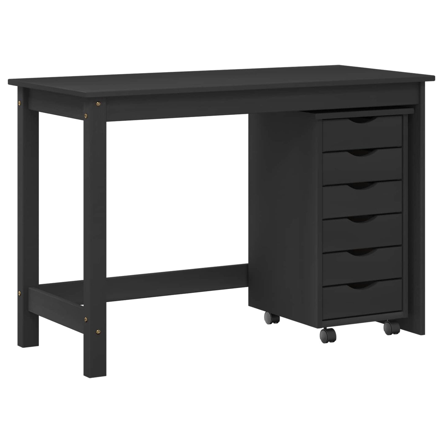 Desk and Rolling Cabinet Set MOSS 2 pcs Black