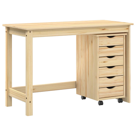 Desk and Rolling Cabinet Set MOSS 2 pcs Brown