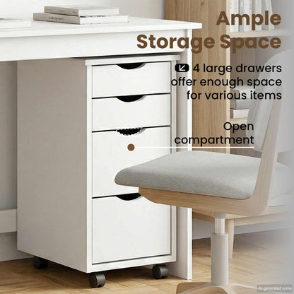 Desk and Rolling Cabinet Set MOSS 2 pcs White