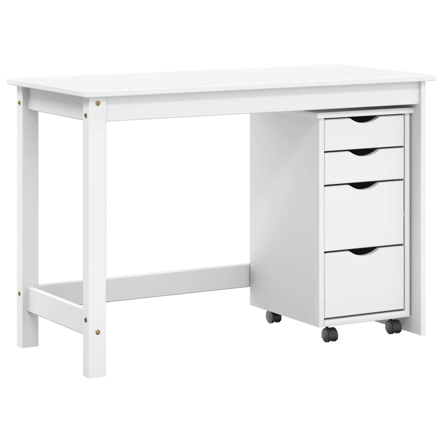 Desk and Rolling Cabinet Set MOSS 2 pcs White