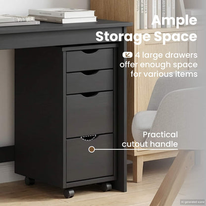 Desk and Rolling Cabinet Set MOSS 2 pcs Black