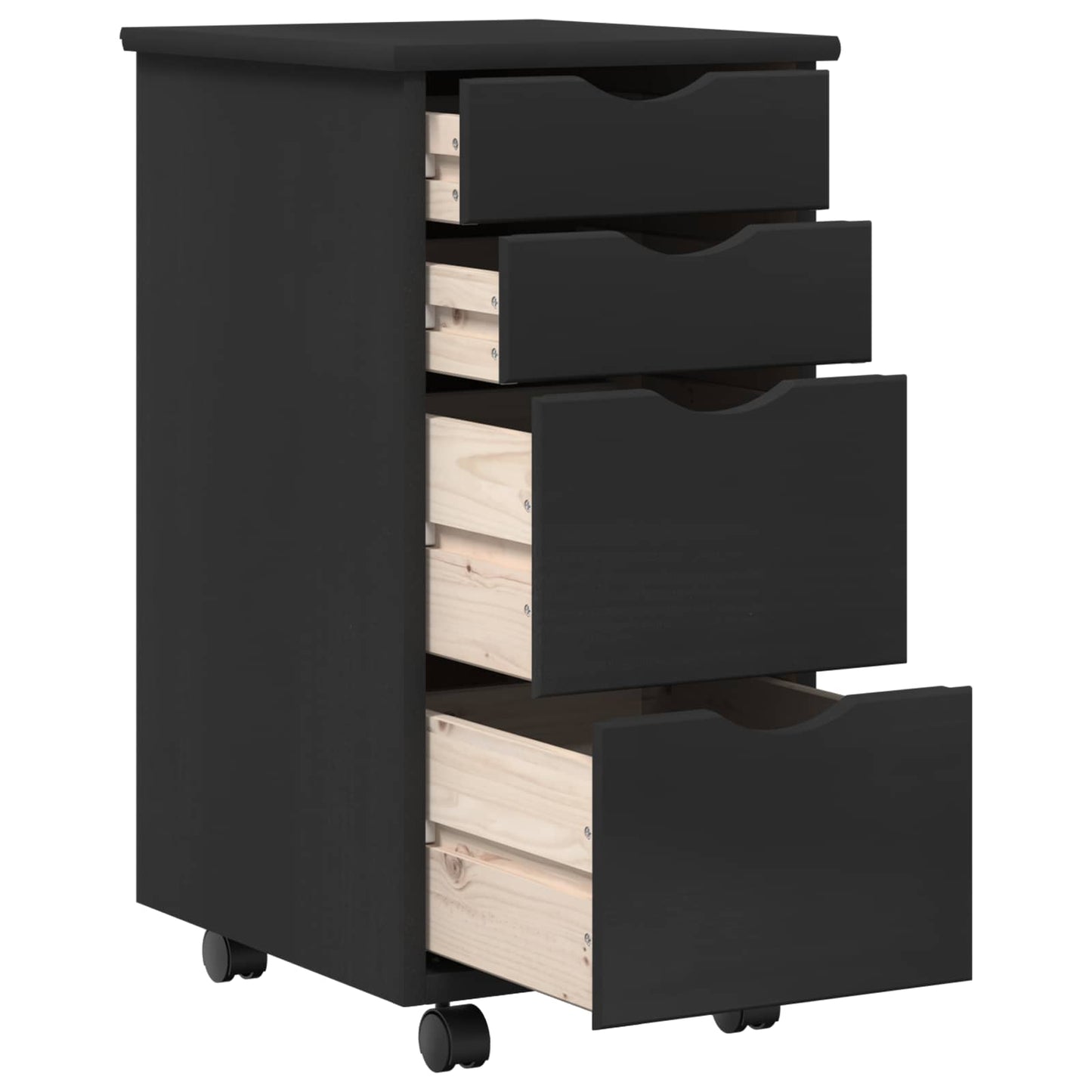 Desk and Rolling Cabinet Set MOSS 2 pcs Black